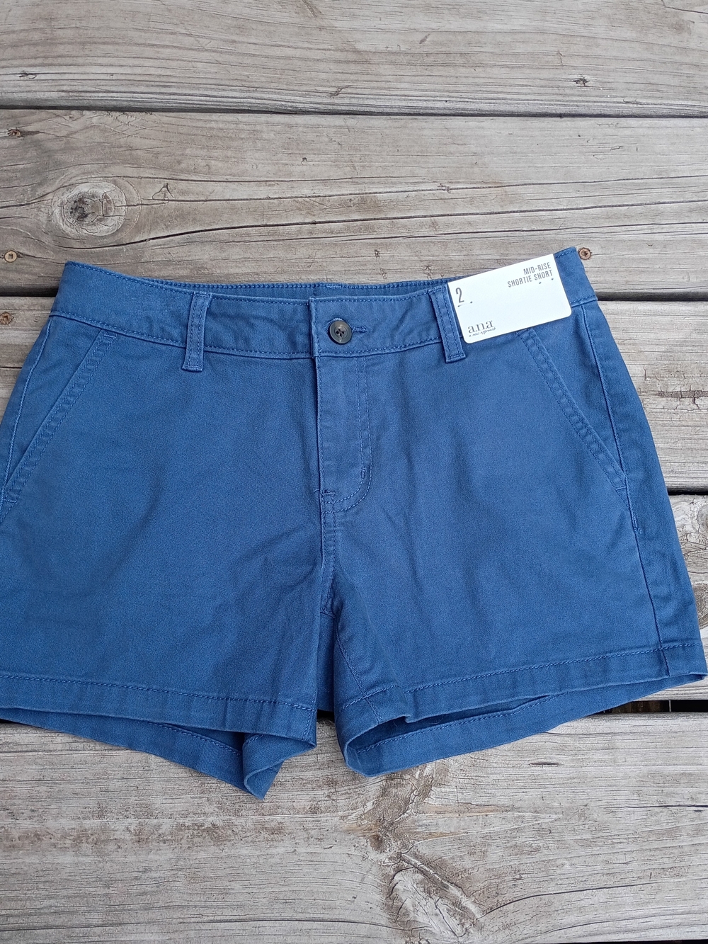 Women's Blue Mid-Rise Shortie Short Cotton Shorts Sz 2